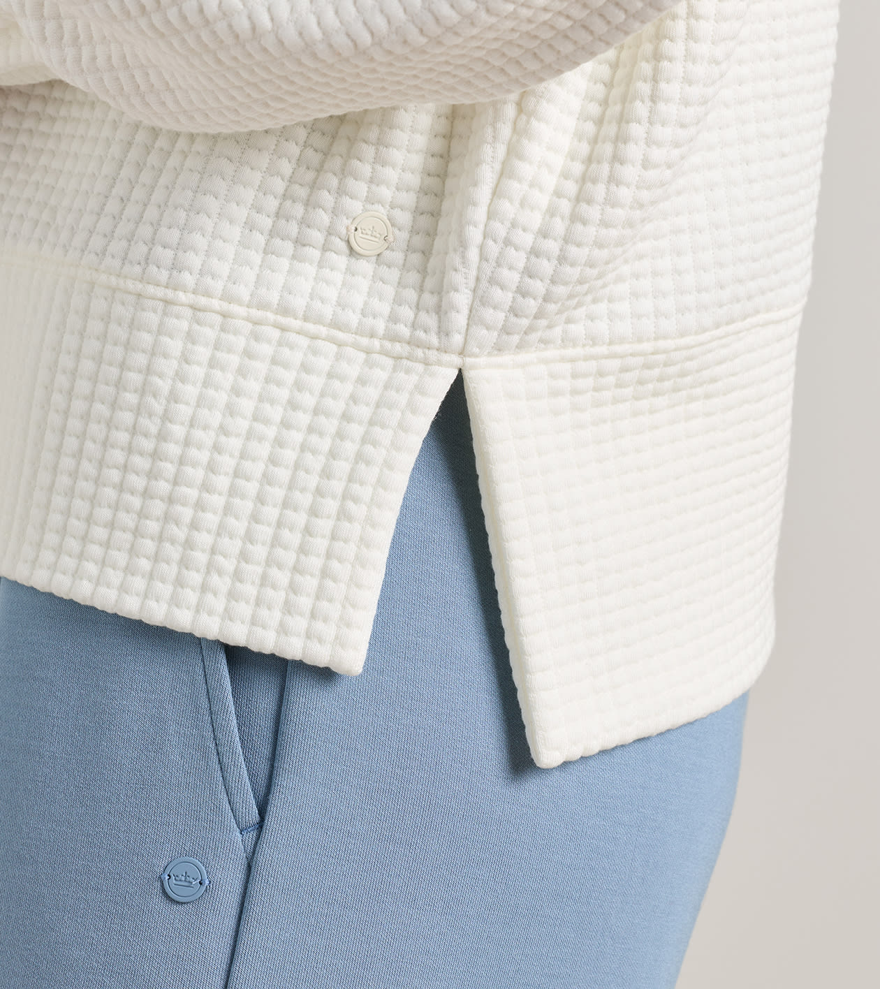 Flora Knit Jacquard Half-Zip Pullover in SOFT WHITE - Alternate Image 3