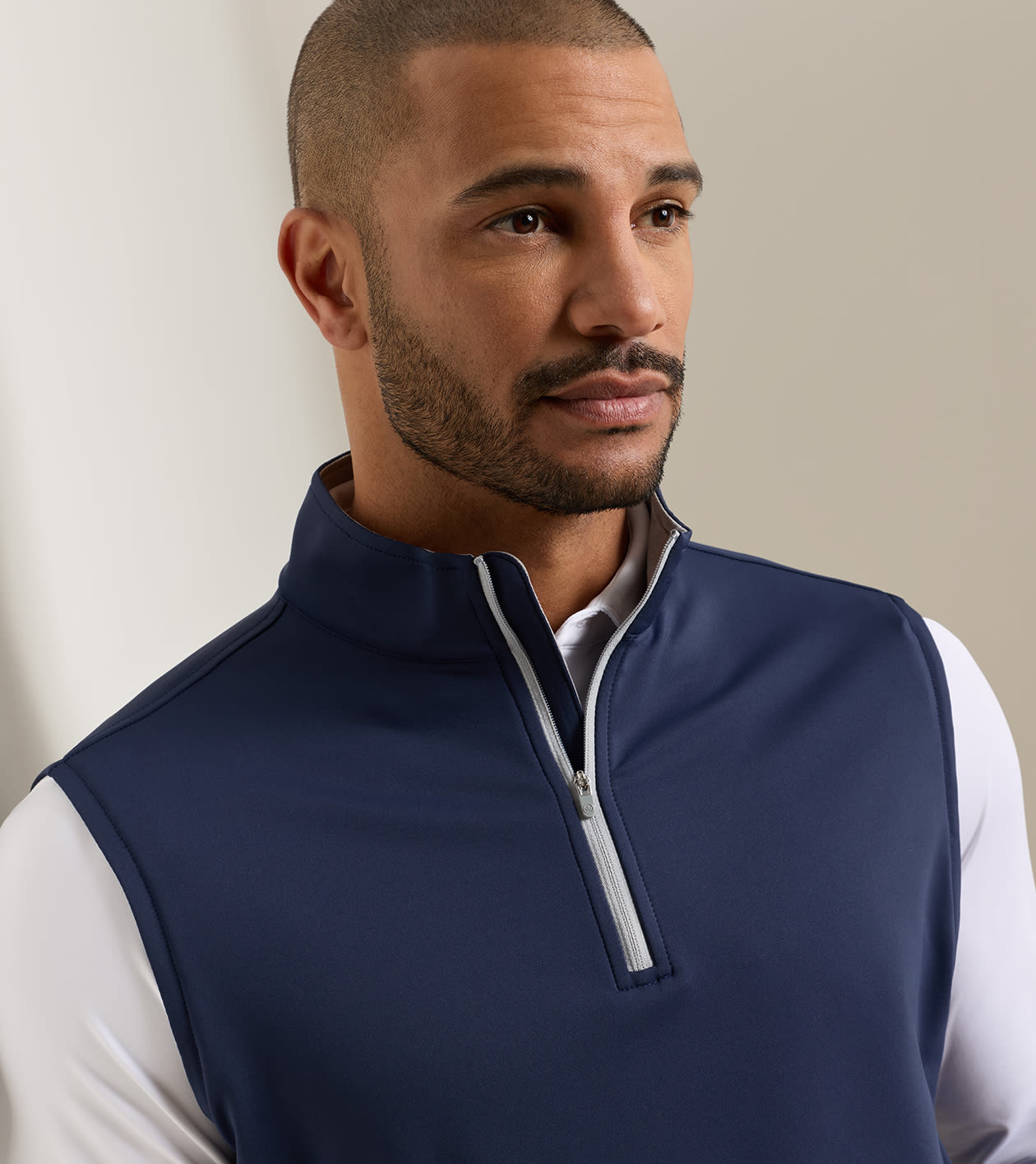 Galway Stretch Loop Terry Quarter-Zip Vest | Men's Vests | Peter
