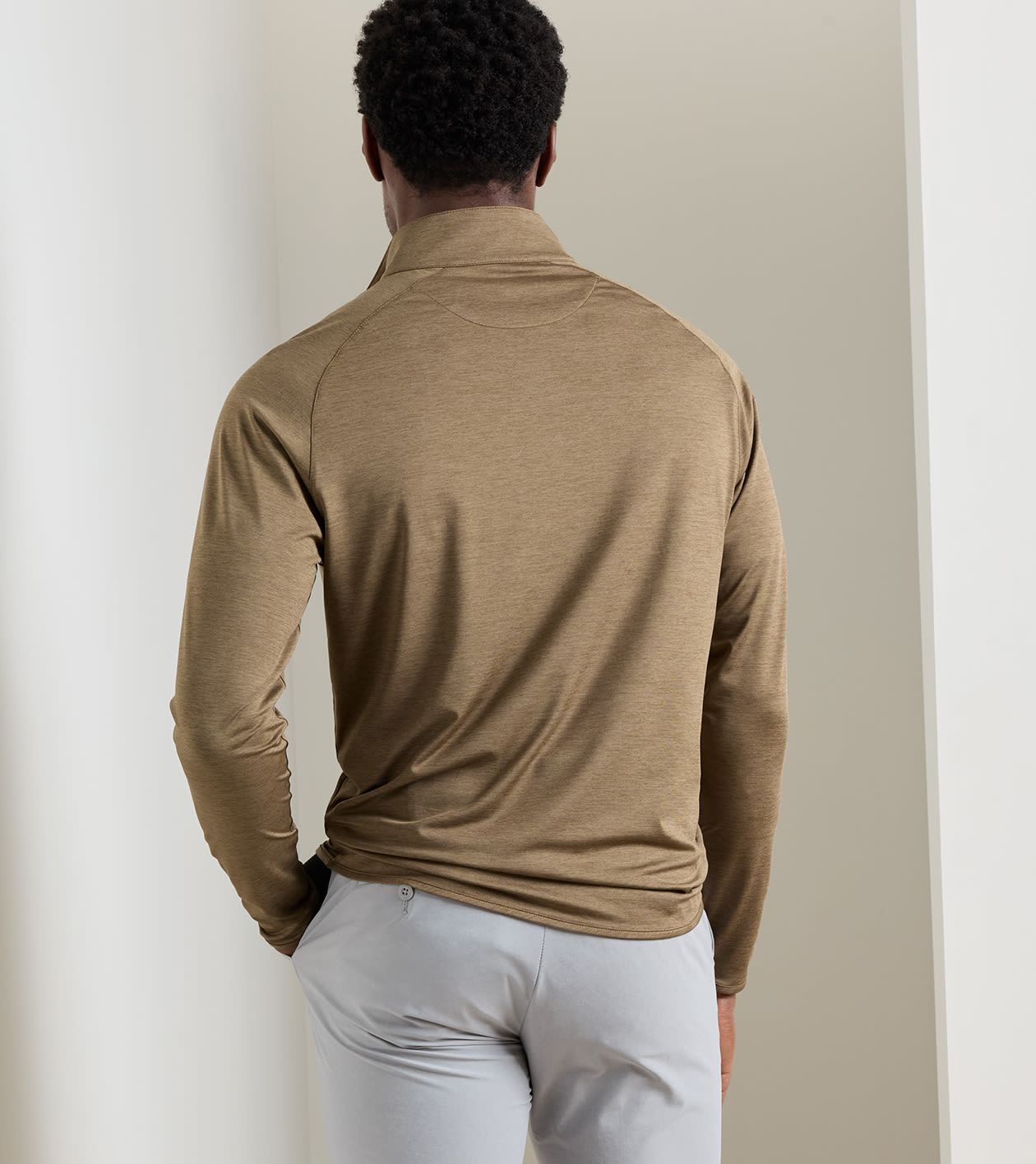 Stealth Performance Quarter-Zip in LIGHT MOCHA - Alternate Image 2