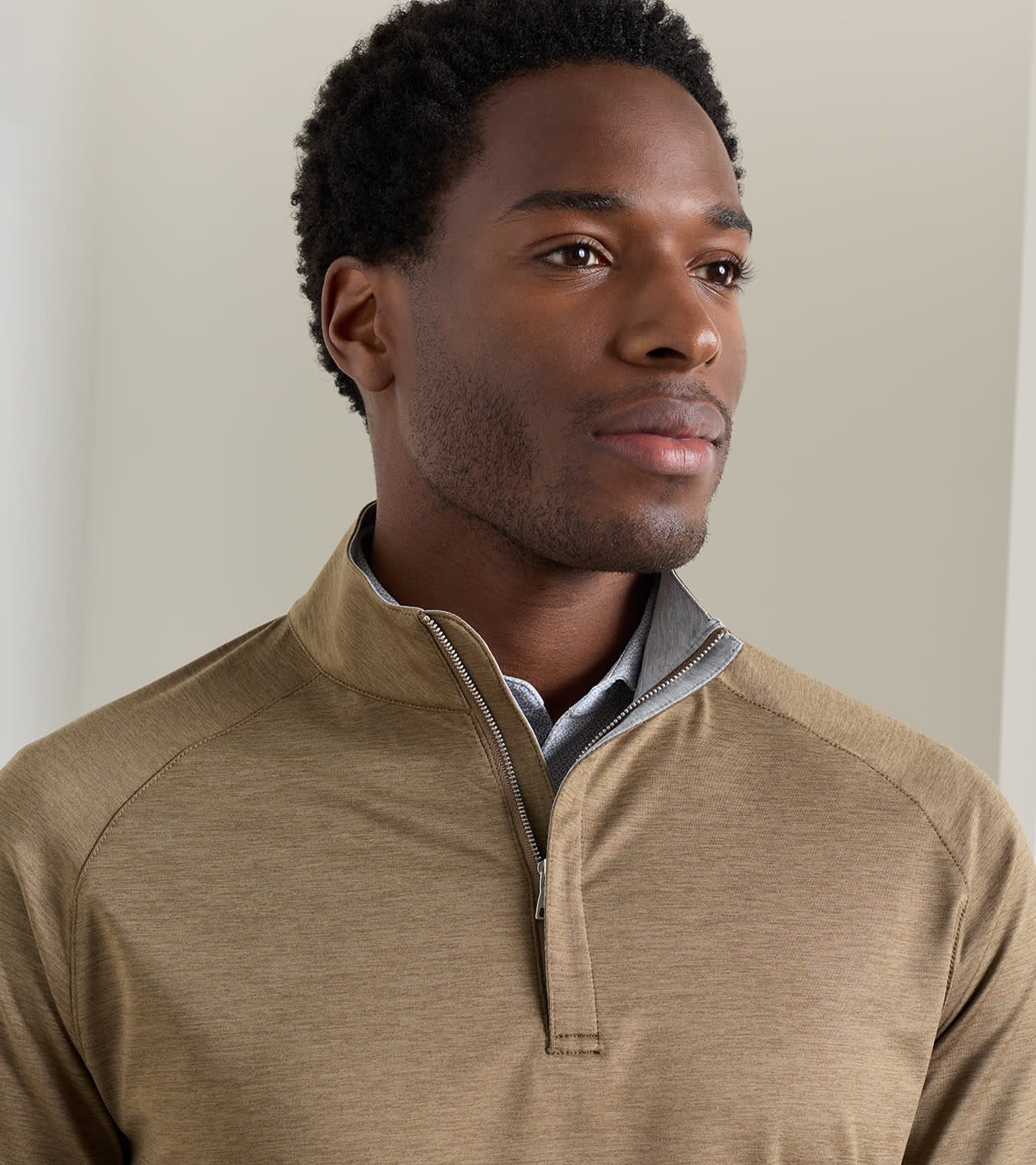 Stealth Performance Quarter-Zip in LIGHT MOCHA - Alternate Image 3