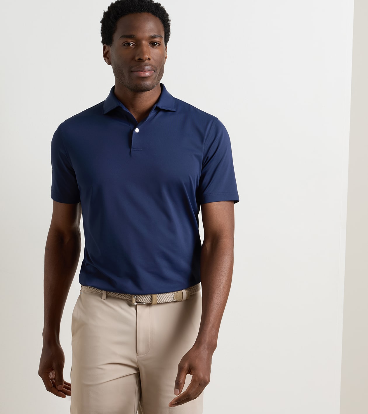 Solid Performance Jersey Polo in Navy - Alternate Image 1