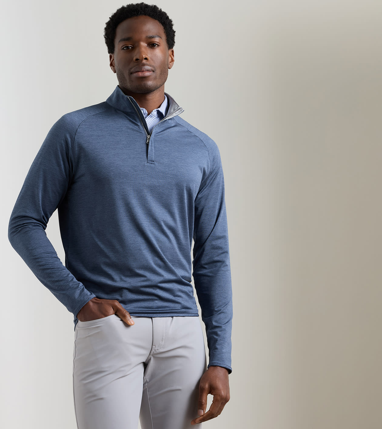 Stealth Performance Quarter-Zip in CADET - Alternate Image 1