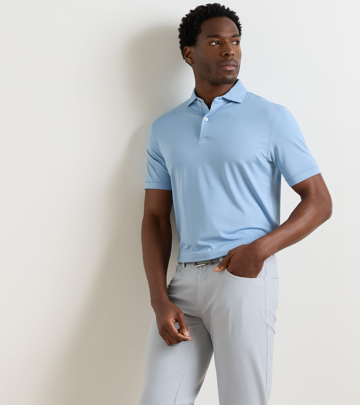 Cadenza Performance Jersey Polo in WINDY BLUE / SEAFLOWER - Alternate Image 1