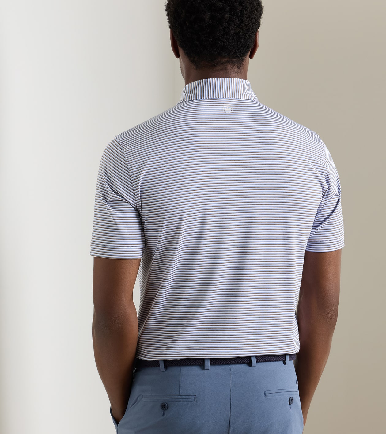 Rondo Performance Jersey Polo in WHITE / LIGHT MOCHA - Alternate Image 2