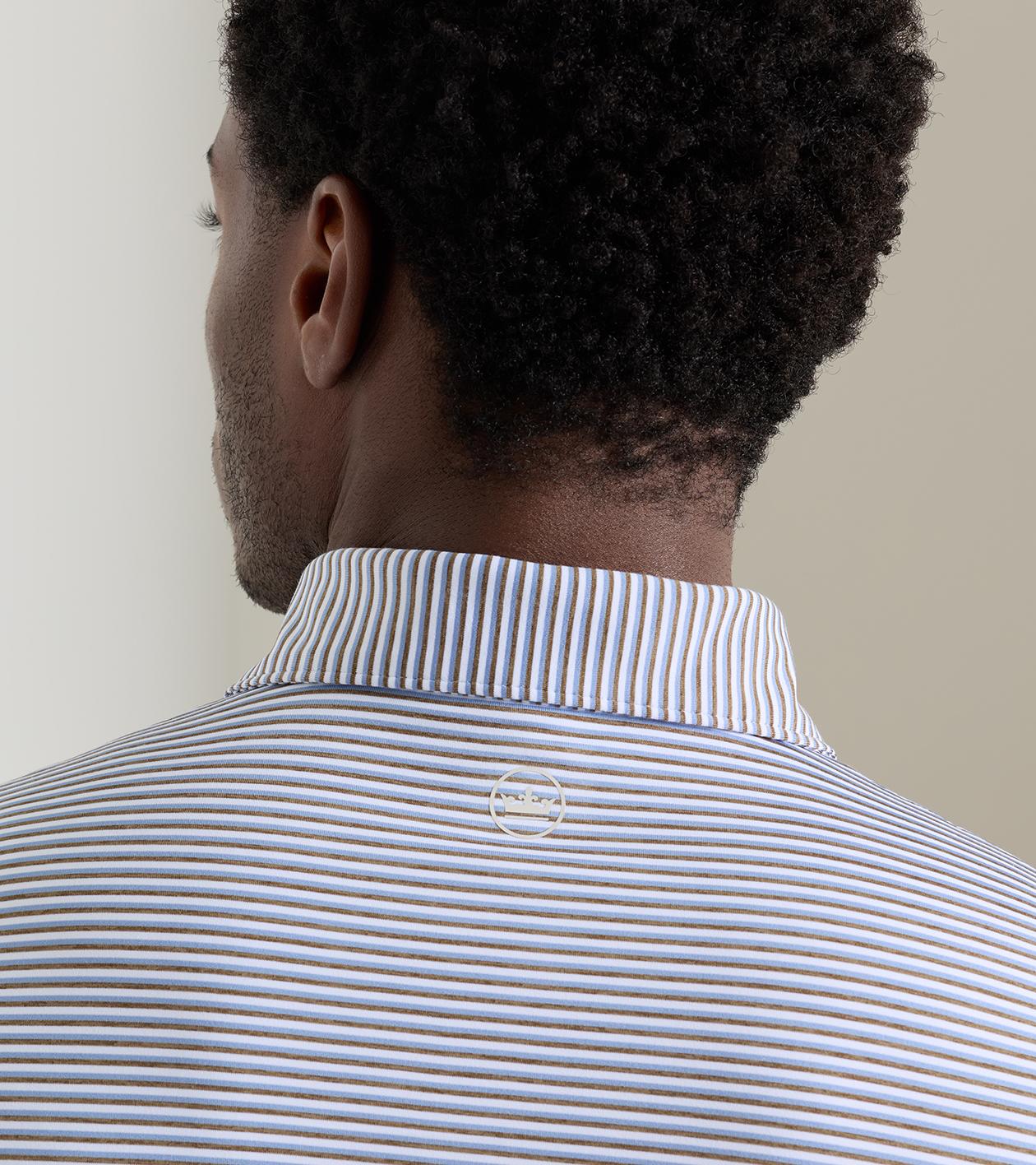 Rondo Performance Jersey Polo in WHITE / LIGHT MOCHA - Alternate Image 3