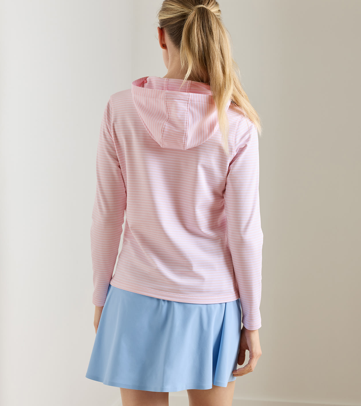 Pine Harbour Stripe Performance Hoodie in PEARL PINK - Alternate Image 2