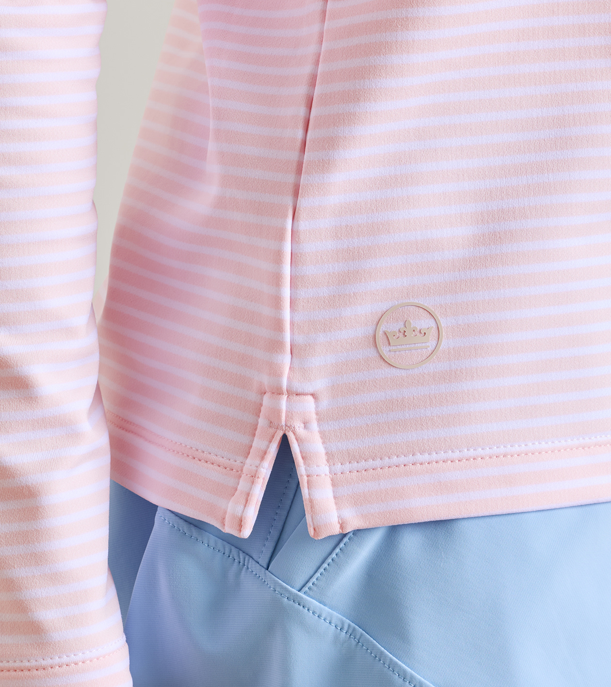 Pine Harbour Stripe Performance Hoodie in PEARL PINK - Alternate Image 3