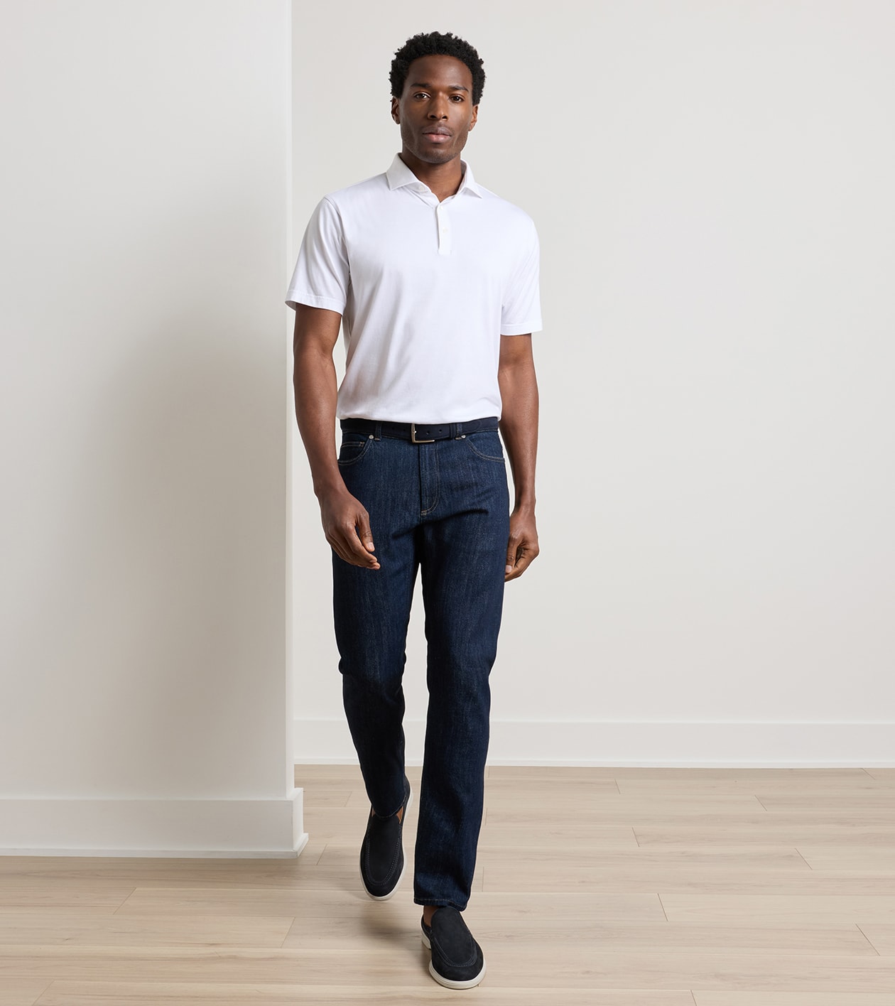 Vintage Washed Five-Pocket Denim in Dark Indigo - Alternate Image 1