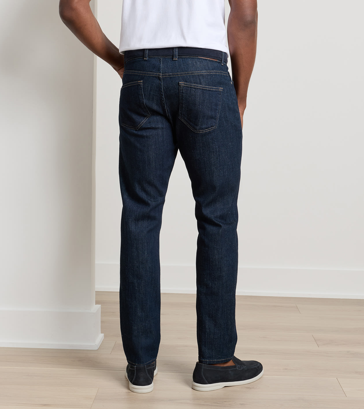 Vintage Washed Five-Pocket Denim in Dark Indigo - Alternate Image 2