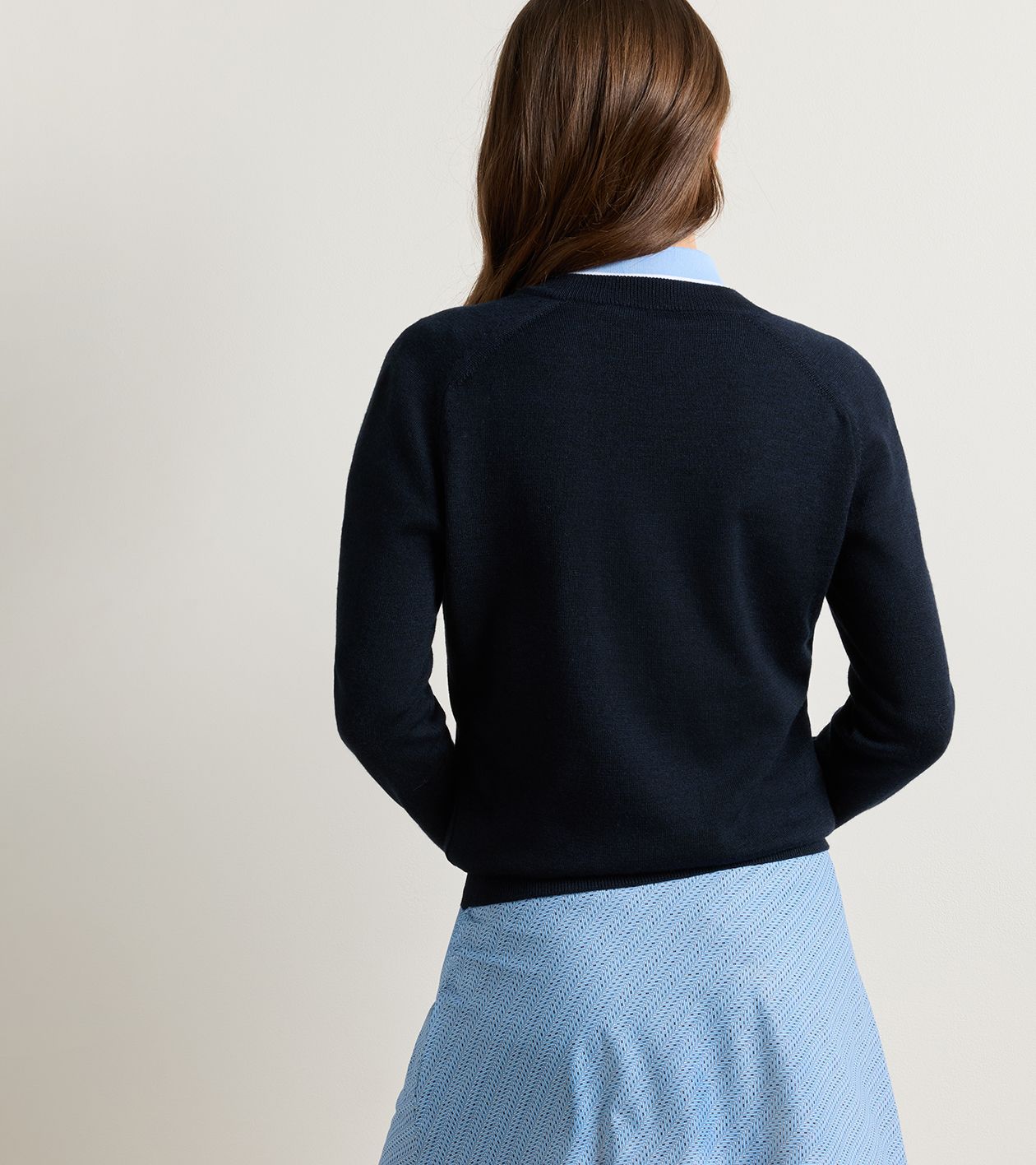 Solarspun Sport Merino V-Neck Sweater in Navy - Alternate Image 2