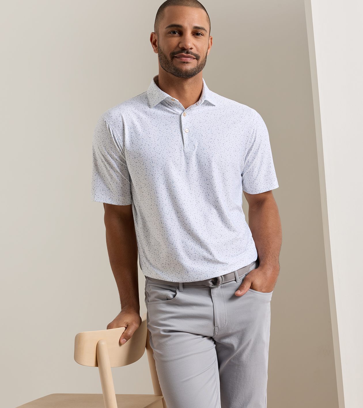 On The Line Performance Jersey Polo in White - Alternate Image 1