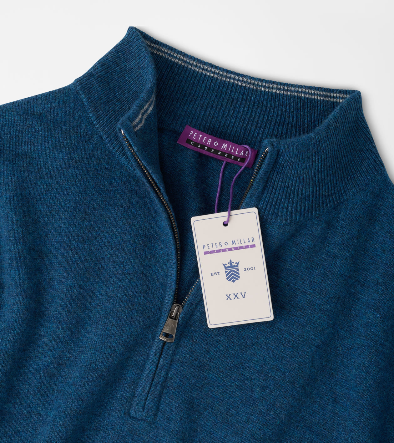 25th Anniversary Cashmere Quarter-Zip Sweater in Ocean Blue - Alternate Image 5