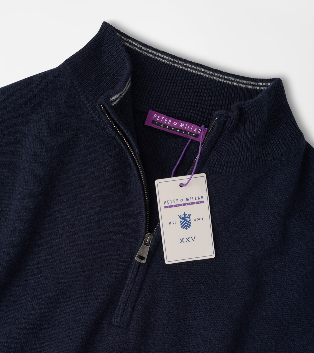 25th Anniversary Cashmere Quarter-Zip Jumper in Navy - Alternate Image 4