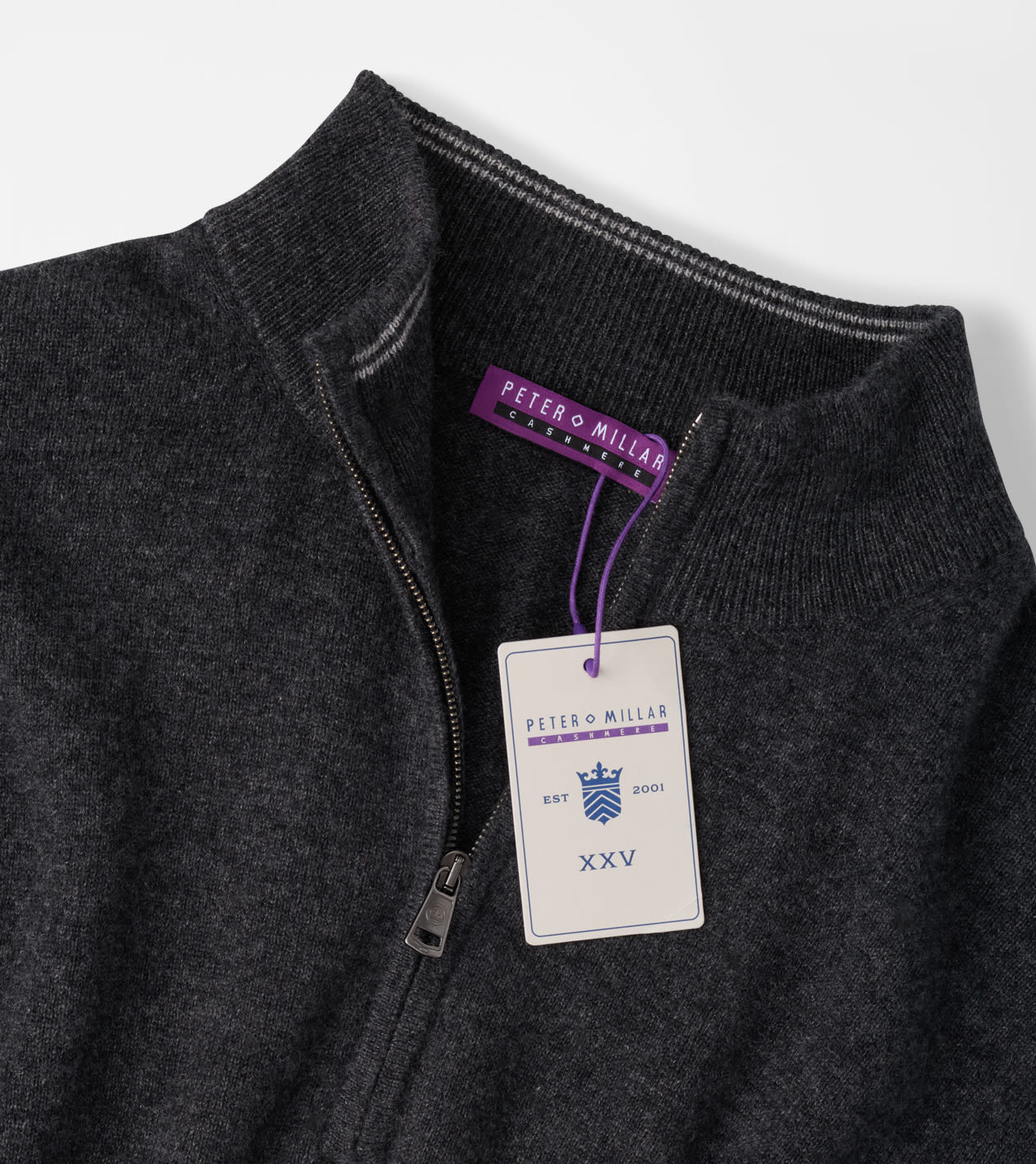 25th Anniversary Cashmere Quarter-Zip Jumper in Charcoal - Alternate Image 6