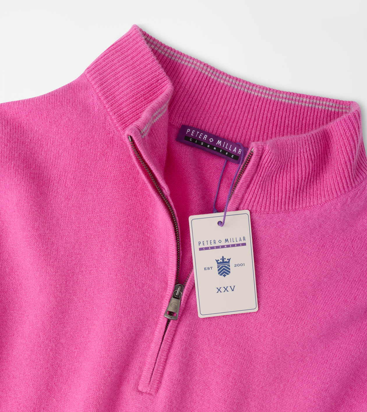 25th Anniversary Cashmere Quarter-Zip Jumper in FUCHSIA - Alternate Image 5