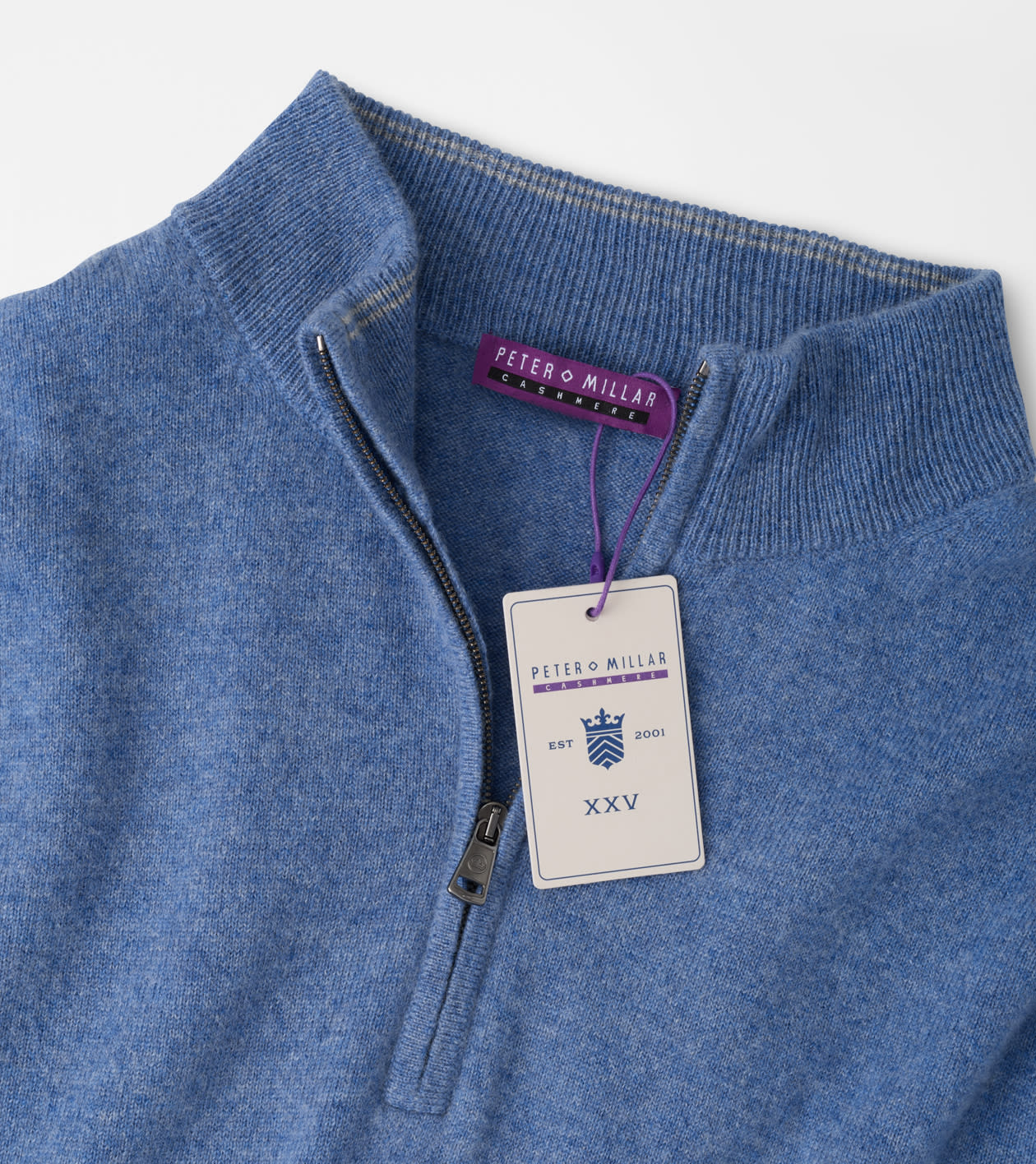 25th Anniversary Cashmere Quarter-Zip Jumper in Astral Blue - Alternate Image 5