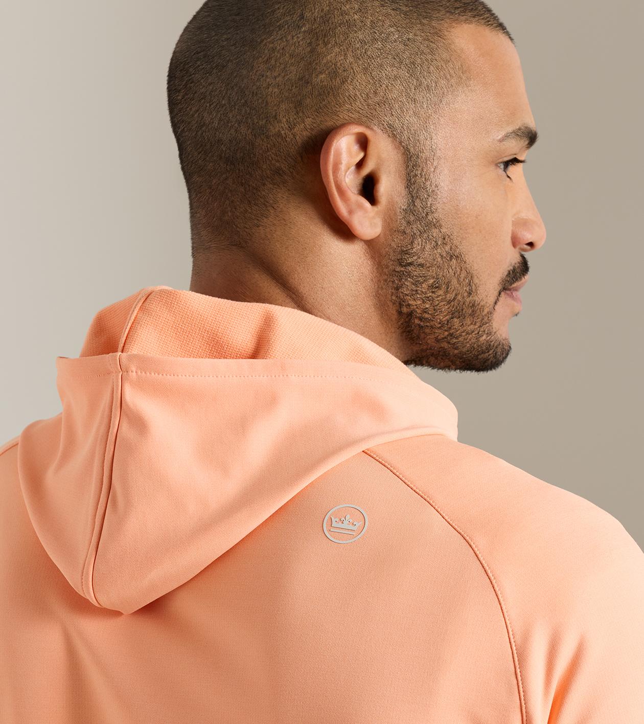 Pine Quarter-Zip Performance Hoodie in PAPAYA - Alternate Image 3