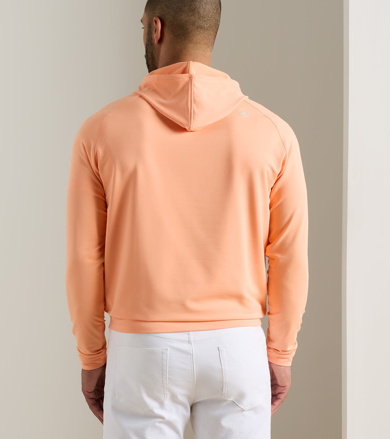 Pine Quarter-Zip Performance Hoodie in PAPAYA - Alternate Image 2