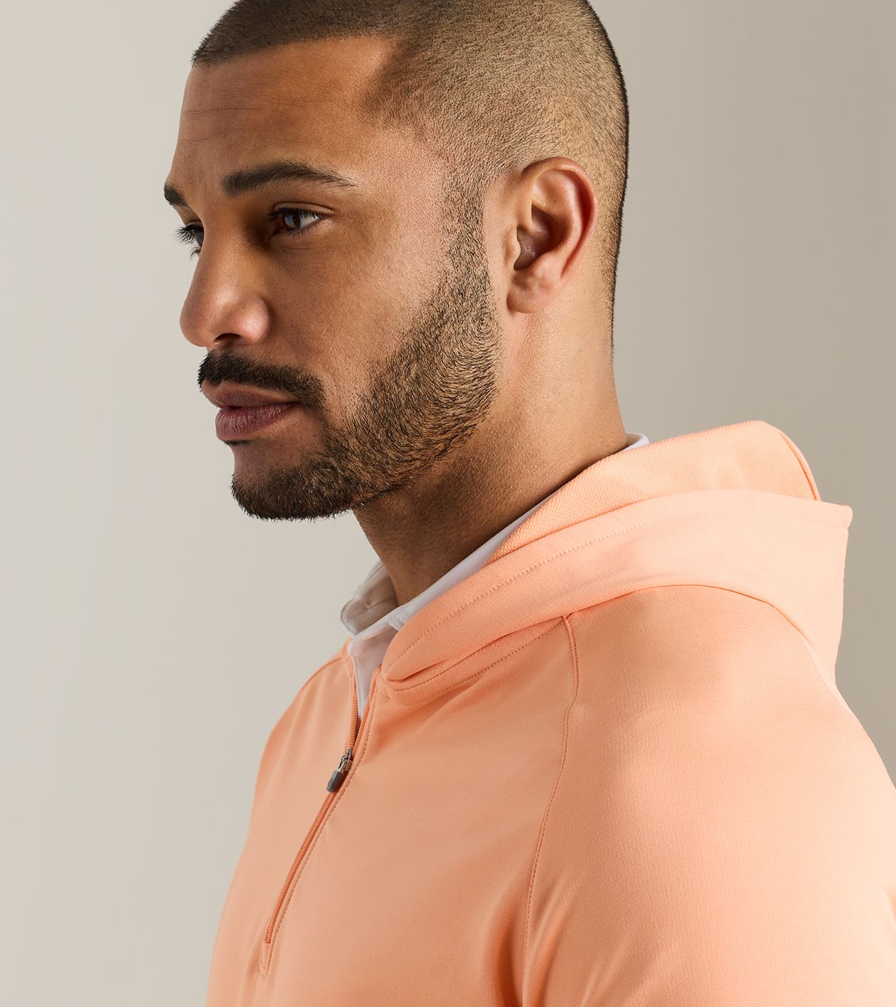 Pine Quarter-Zip Performance Hoodie in PAPAYA - Alternate Image 4