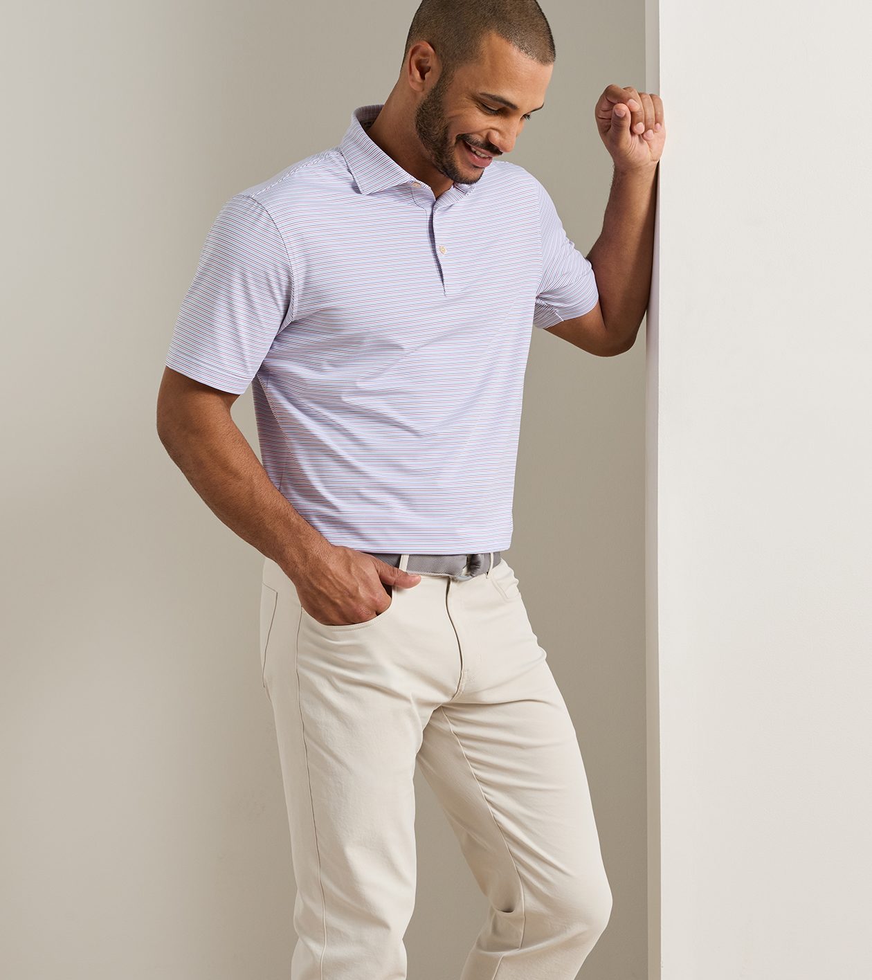 Pierce Performance Jersey Polo in White - Alternate Image 1