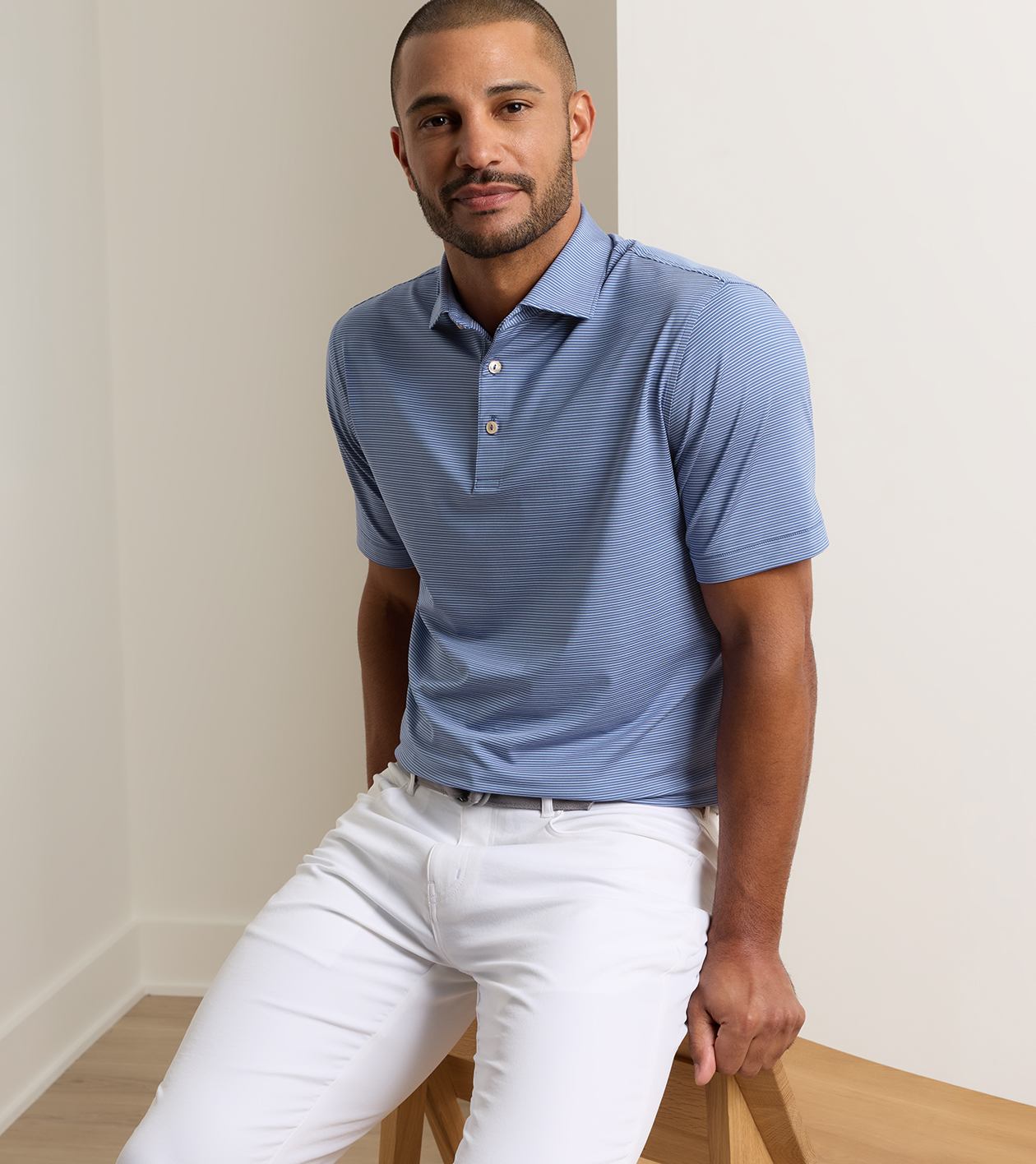 Pierce Performance Jersey Polo in BALI BLUE - Alternate Image 1