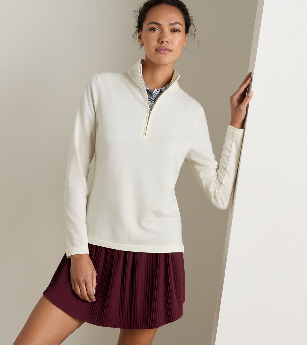 Excursionist Flex Knit Quarter-Zip in Ivory - Alternate Image 1