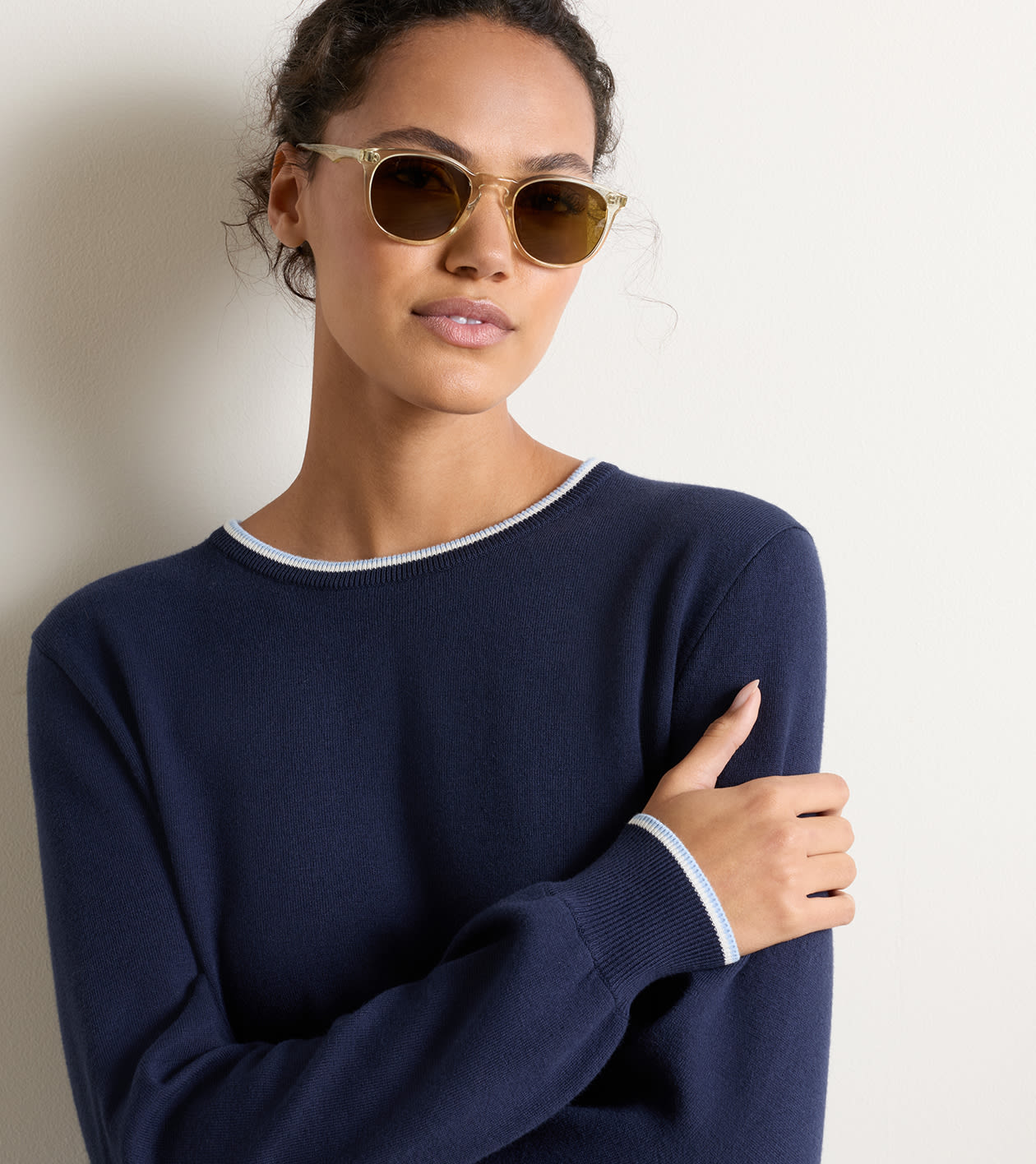 Coolspun Lite Cotton Crewneck in Navy - Alternate Image 3