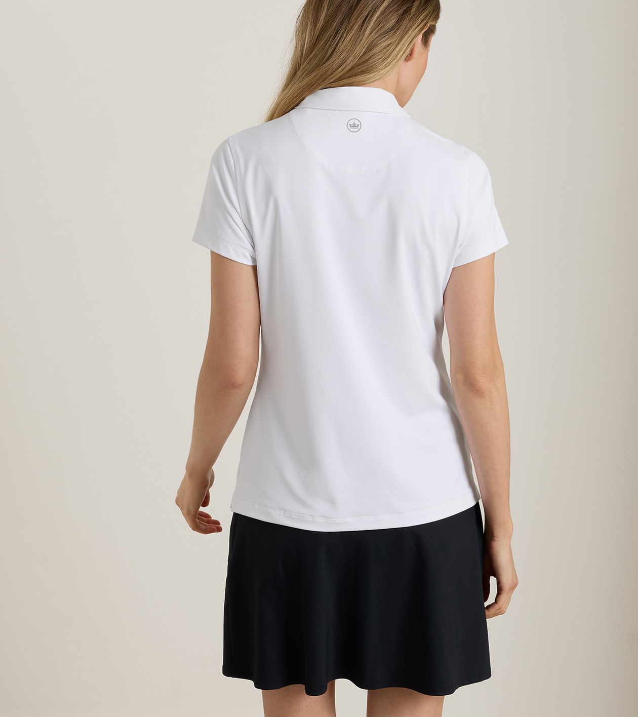 Women's Short Sleeve Button Polo in White - Alternate Image 2