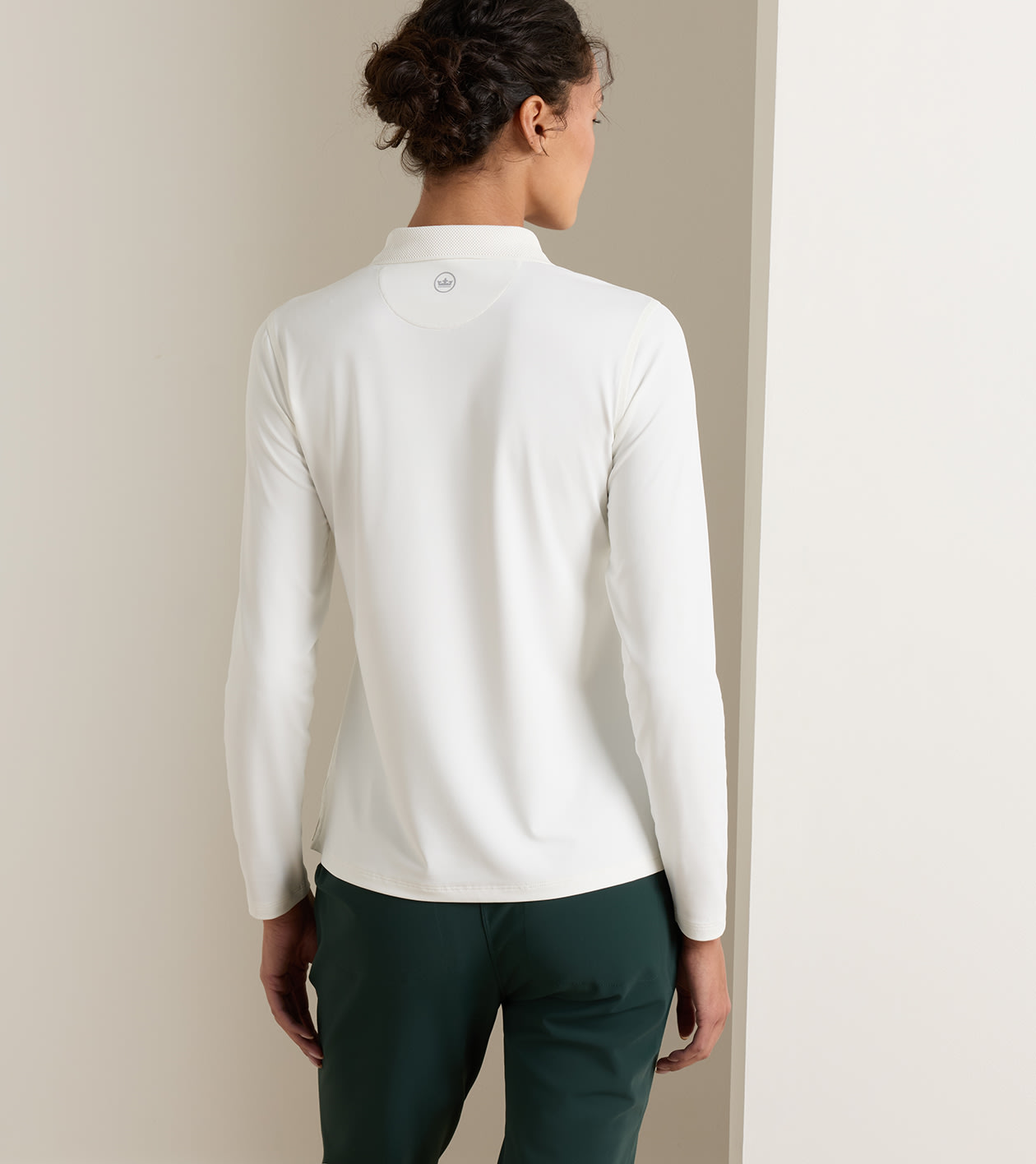 Keswick Long-Sleeve Button Polo in SOFT WHITE - Alternate Image 2