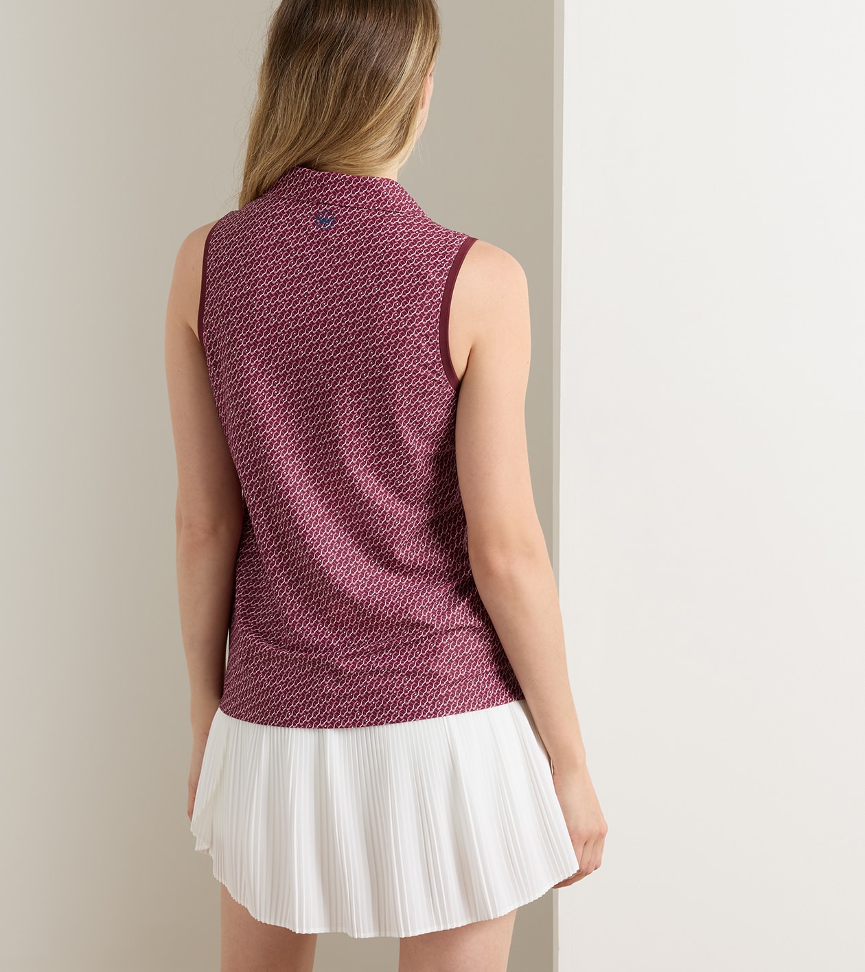 House Of Clubs Banded Sport Mesh Sleeveless Button Polo in OX BLOOD - Alternate Image 2