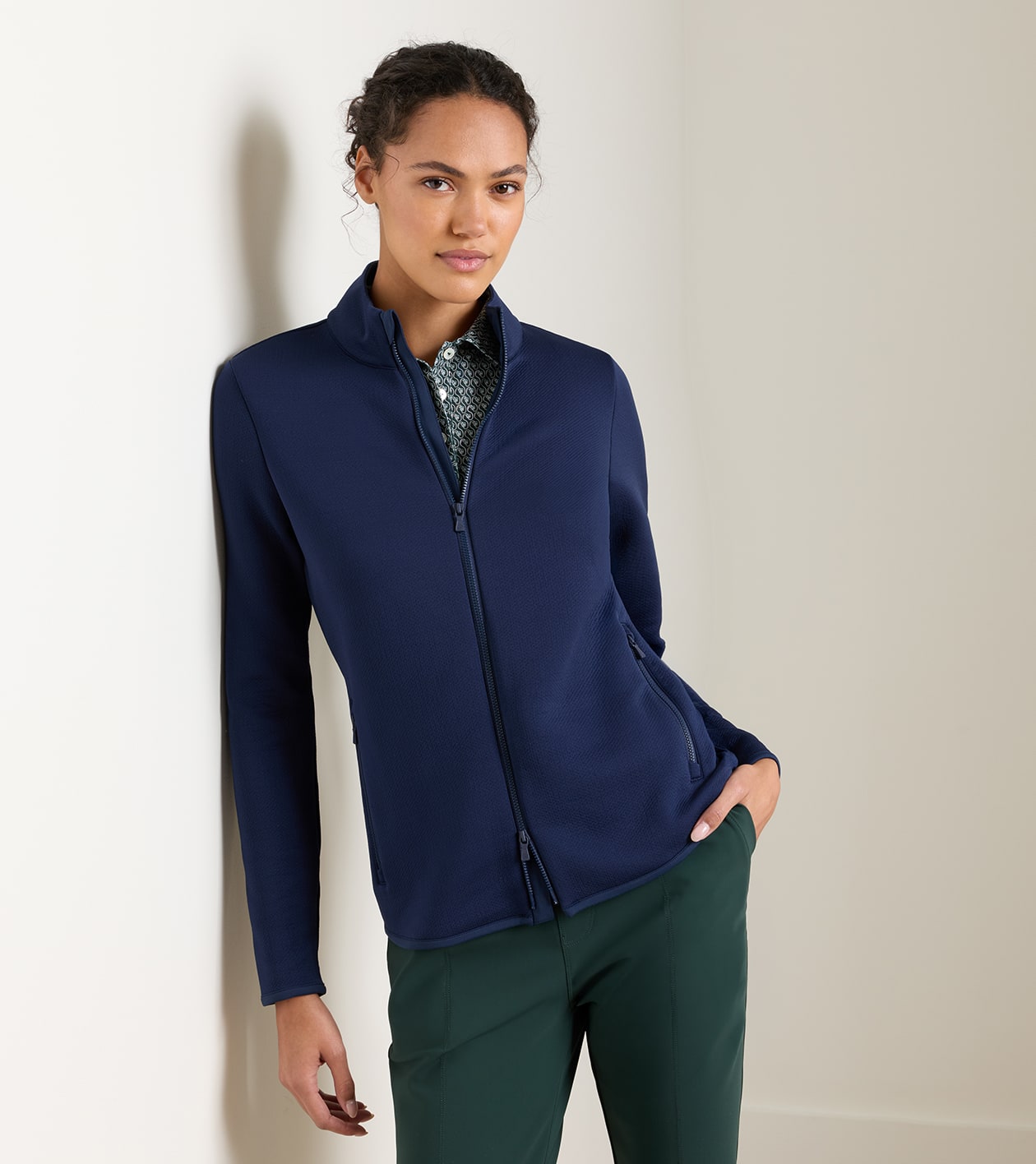 Lumi-Knit Performance Full-Zip in Navy - Alternate Image 1