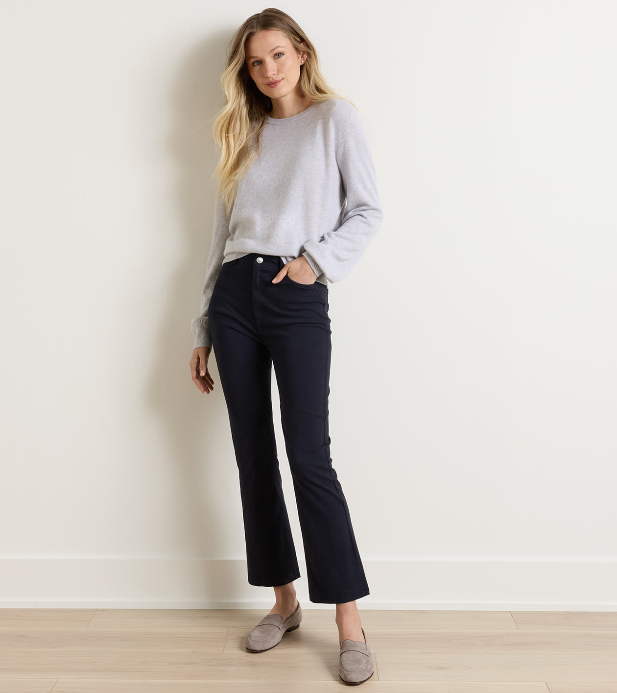 Karlie Kick Flare Trouser in Navy - Alternate Image 1