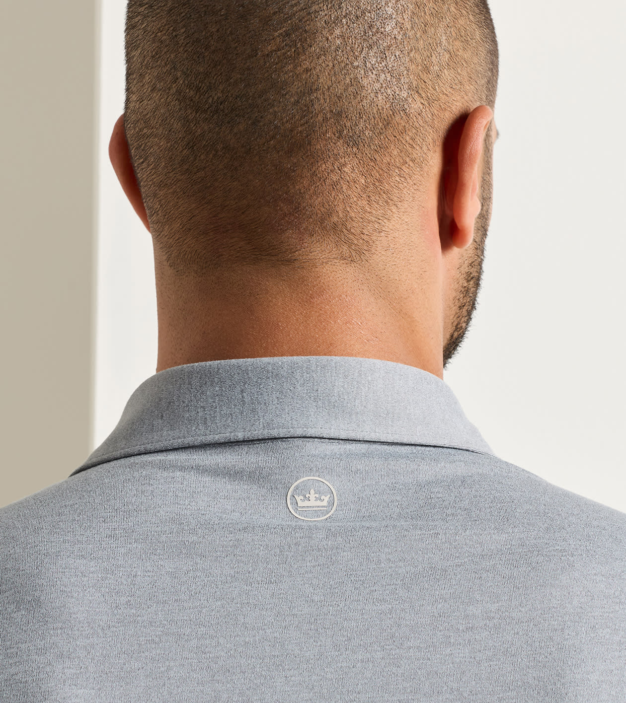 Lyons Performance Jersey Long-Sleeve Polo in Gale Grey - Alternate Image 3