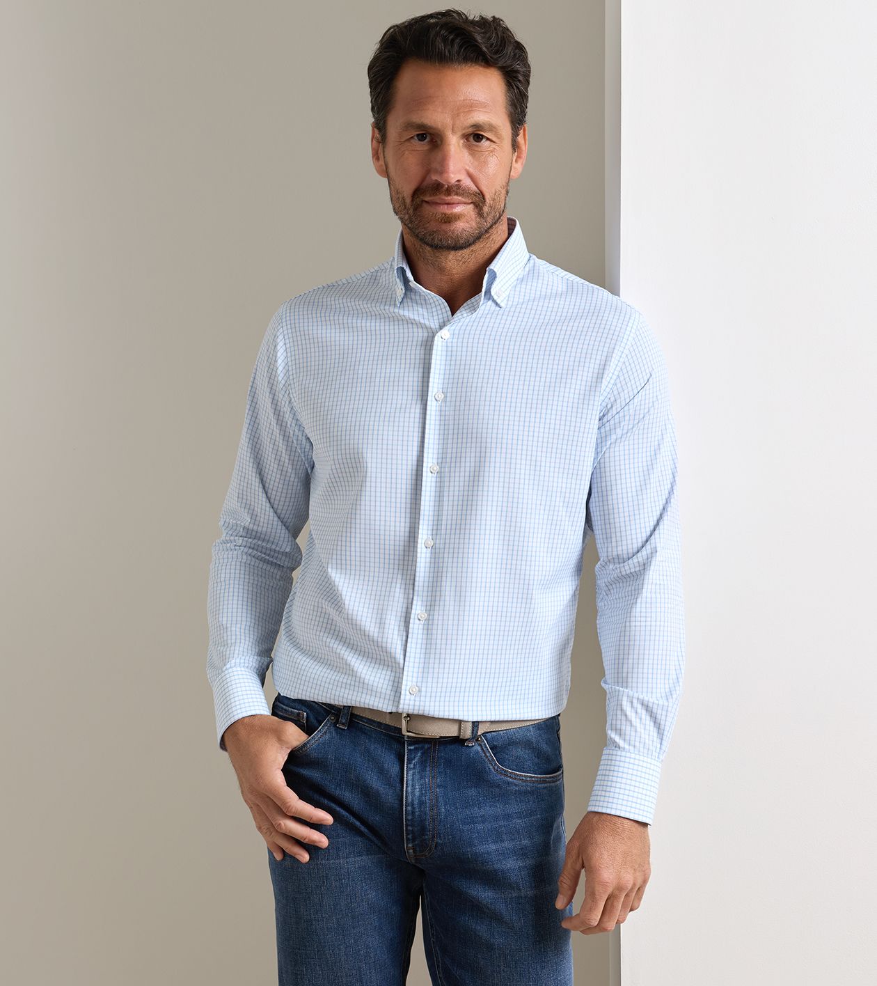 Hanford Performance Twill Sport Shirt in Cottage Blue - Alternate Image 1