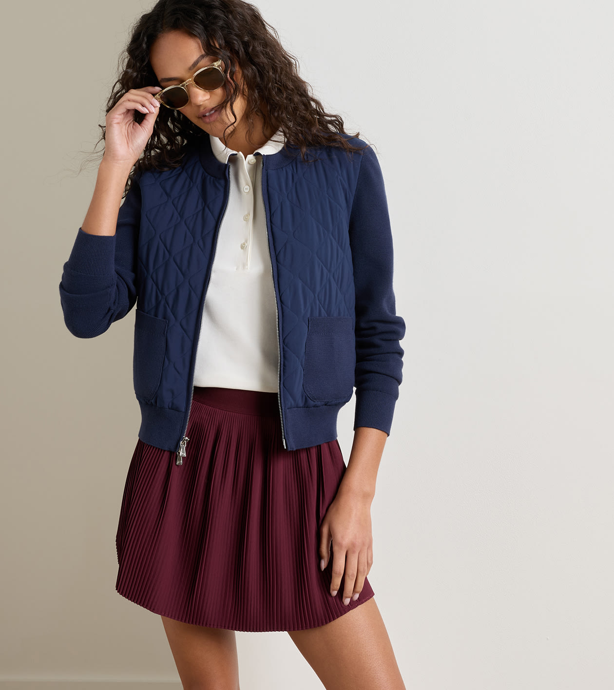 Coolspun Lite Cotton Hybrid Cardigan in Navy - Alternate Image 4