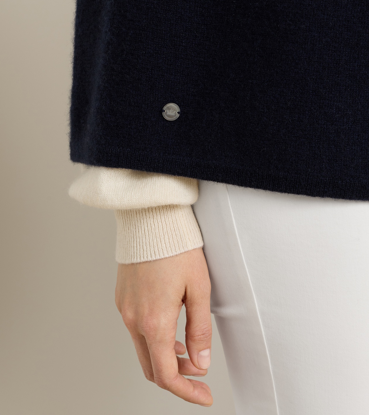 Cashmere Poncho in Navy - Alternate Image 3