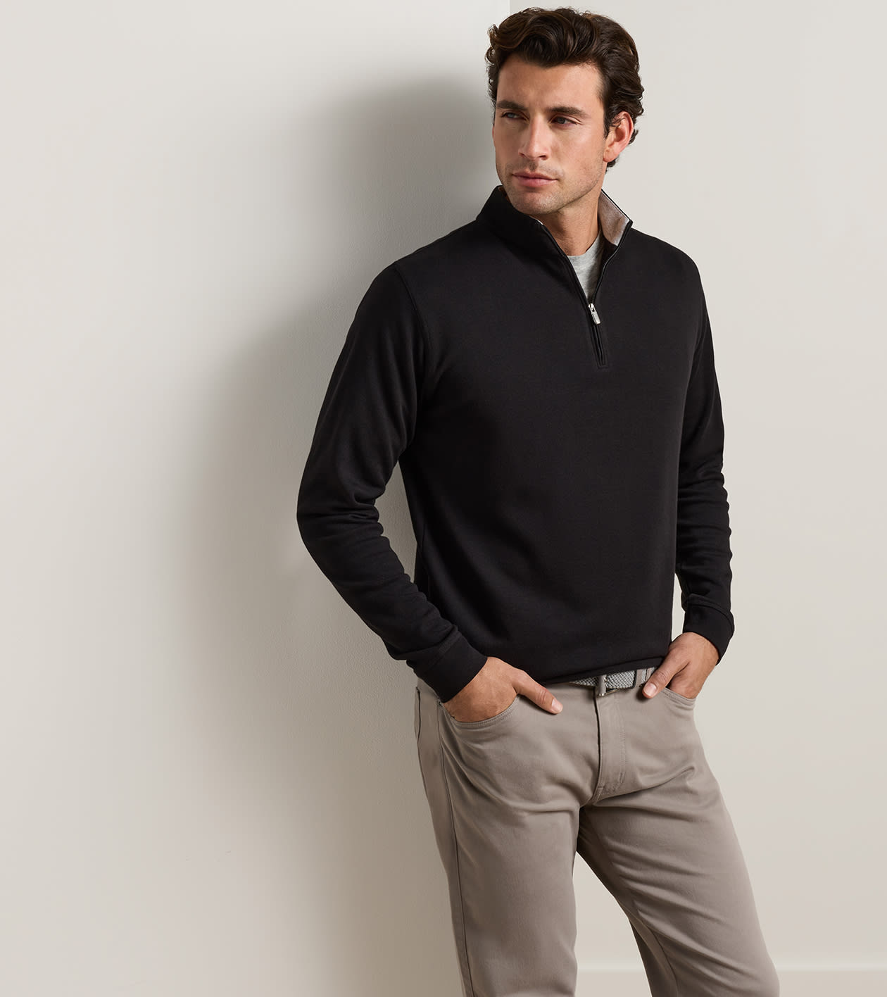 Crown Comfort Quarter-Zip Pullover in Black - Alternate Image 1