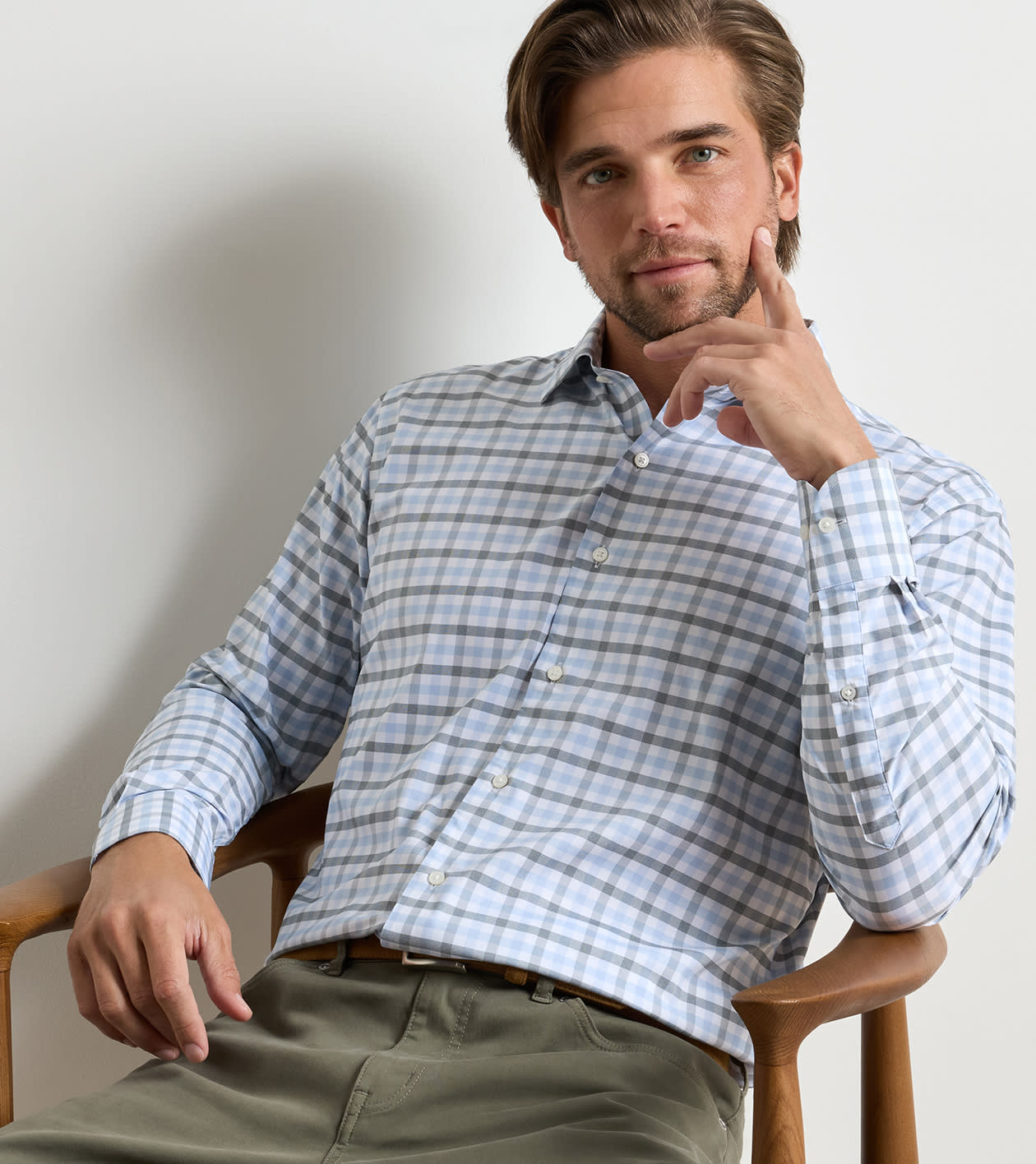 Lucas Performance Twill Sport Shirt in White - Alternate Image 1