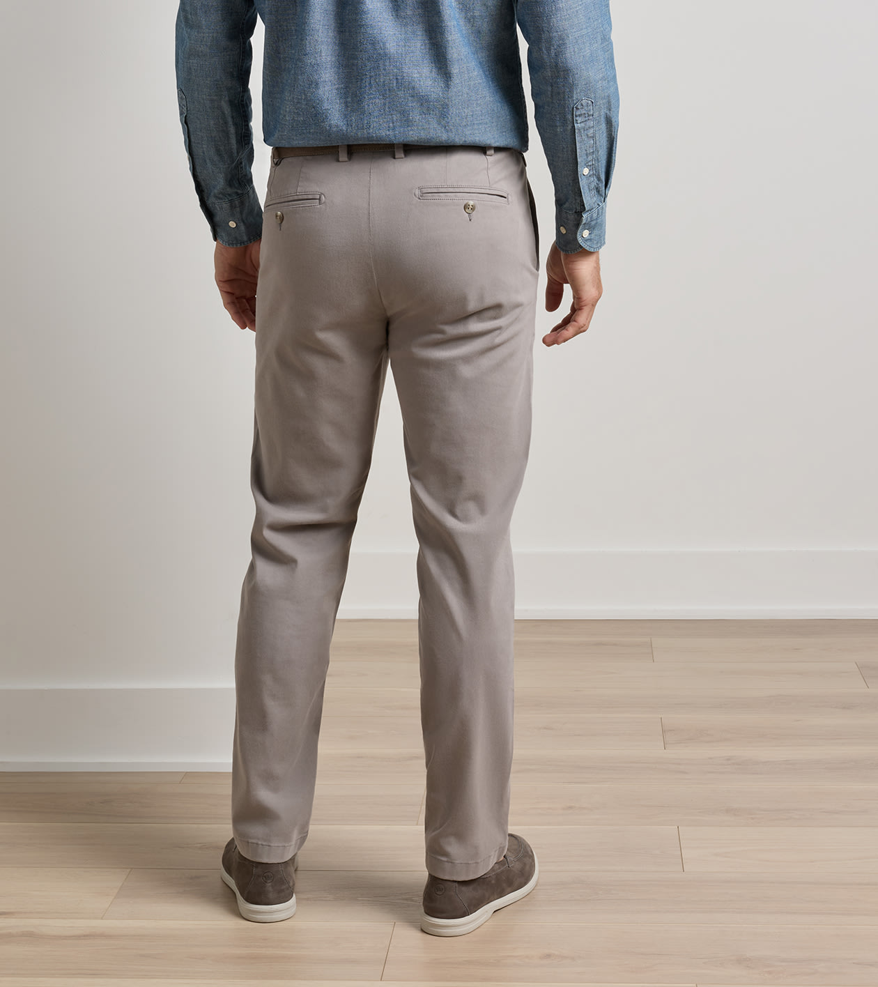 Signature Sateen Flat Front Trouser in Gale Grey - Alternate Image 2