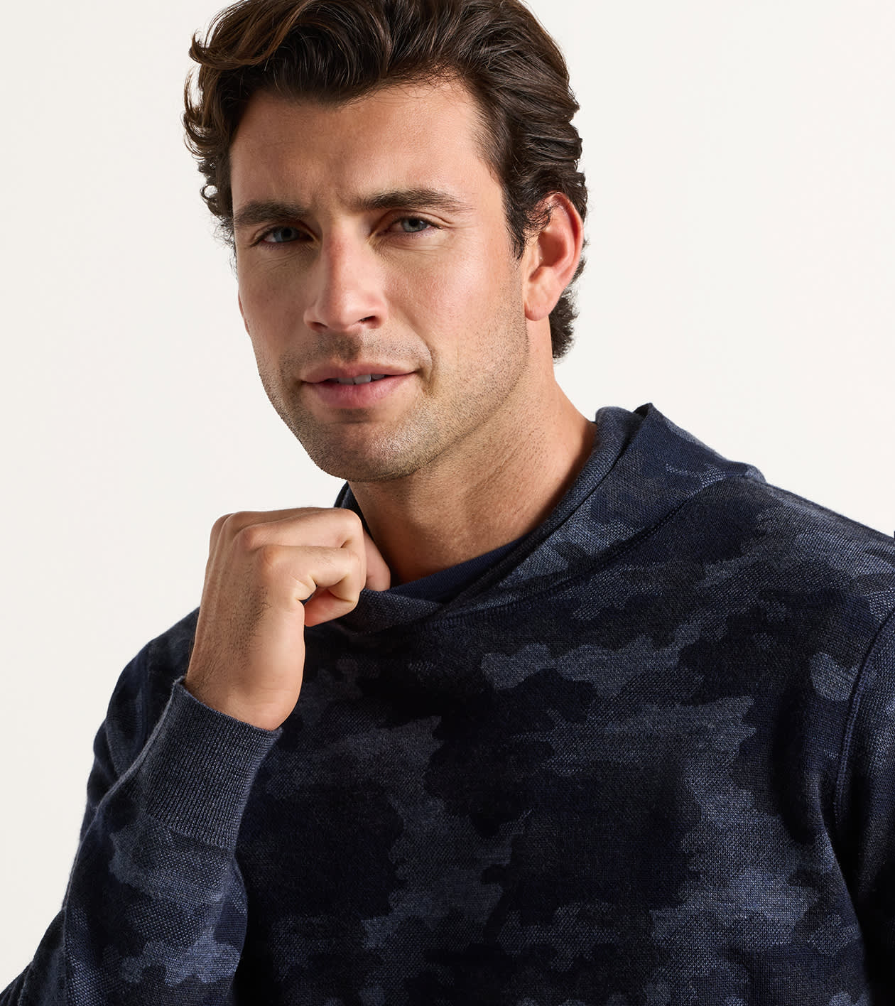 Reversible Camo Popover Hoodie in MIDNIGHT NAVY - Alternate Image 4