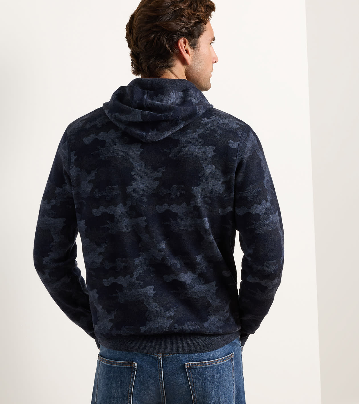 Reversible Camo Popover Hoodie in MIDNIGHT NAVY - Alternate Image 2