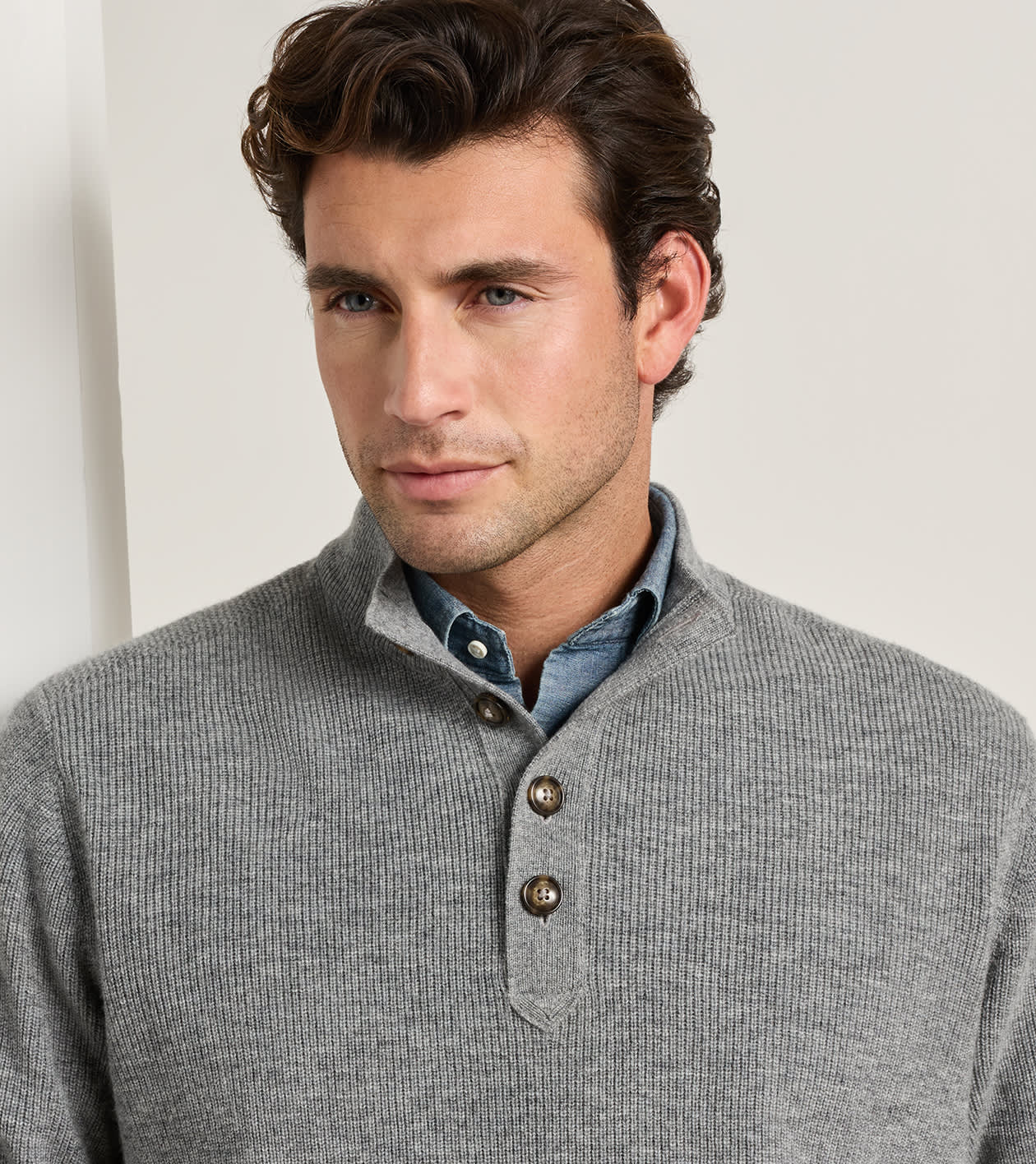 Blackburn Button-Mock Sweater in OSLO GREY - Alternate Image 3