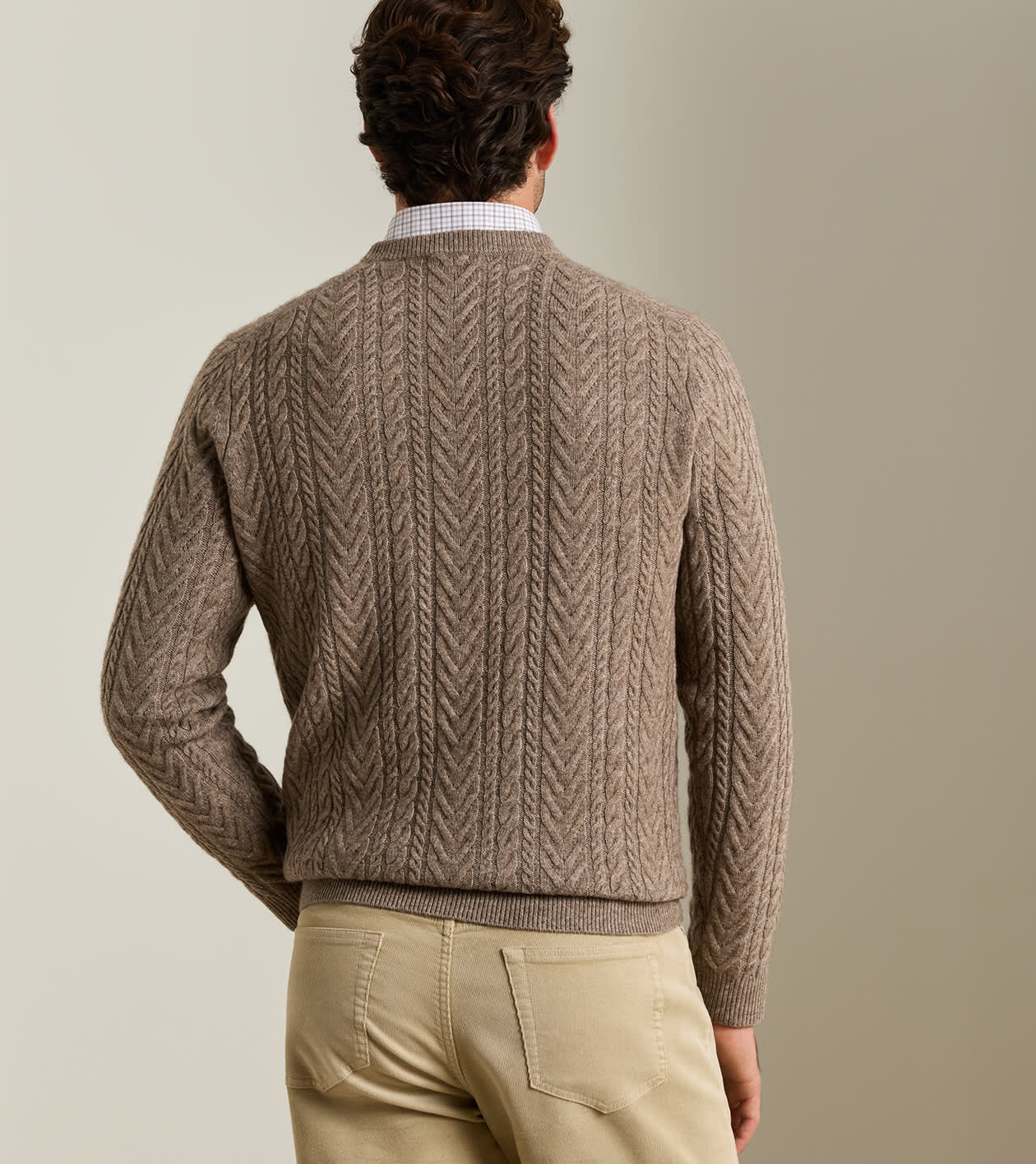 Crescent Cable Crewneck Sweater in SAWGRASS - Alternate Image 2