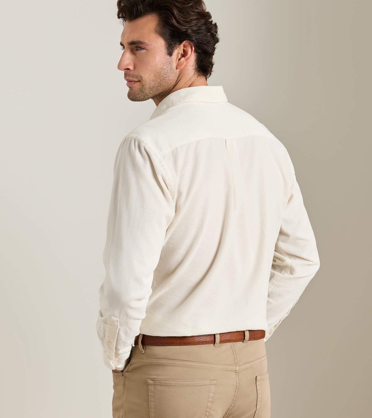 Aspen Cotton Cashmere Corduroy Sport Shirt in Winter Ivory - Alternate Image 2