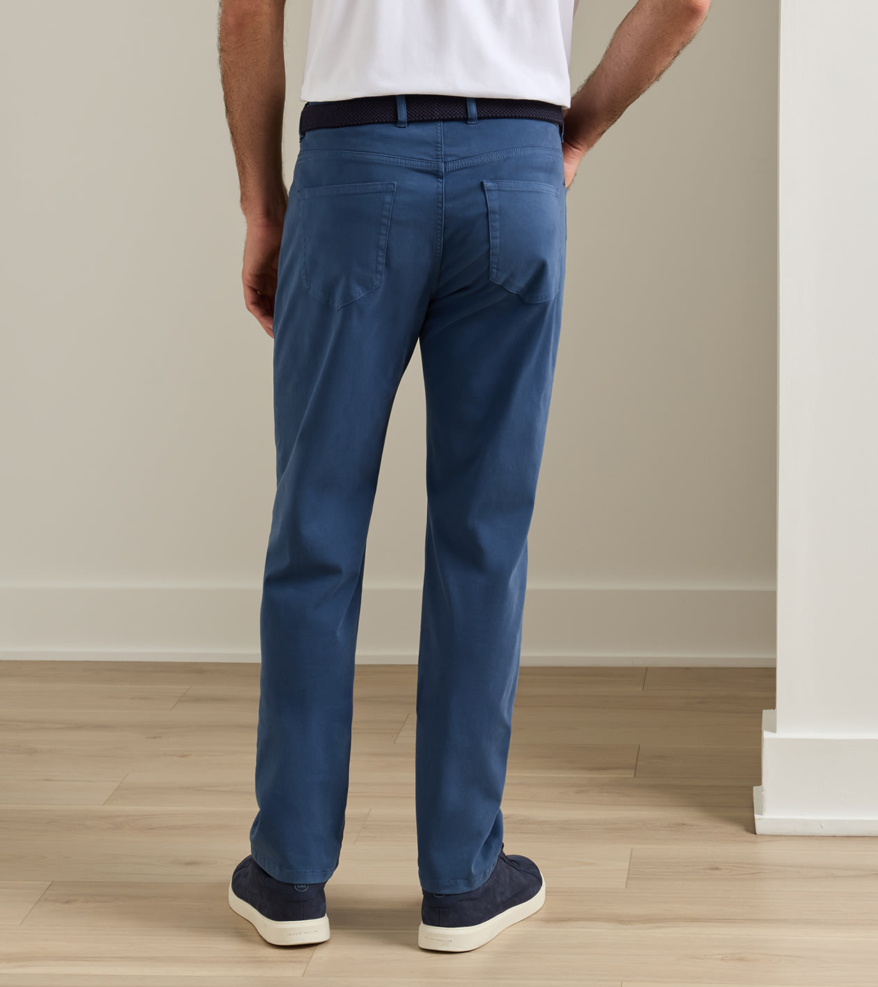 Signature Sateen Five-Pocket Trouser in Navy - Alternate Image 2