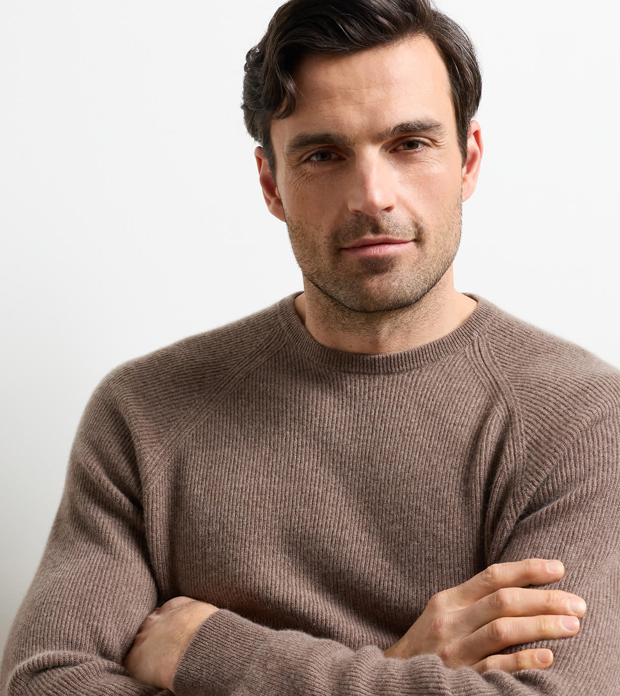First Fleece Cashmere Crewneck Sweater in LIGHT MOCHA - Alternate Image 3