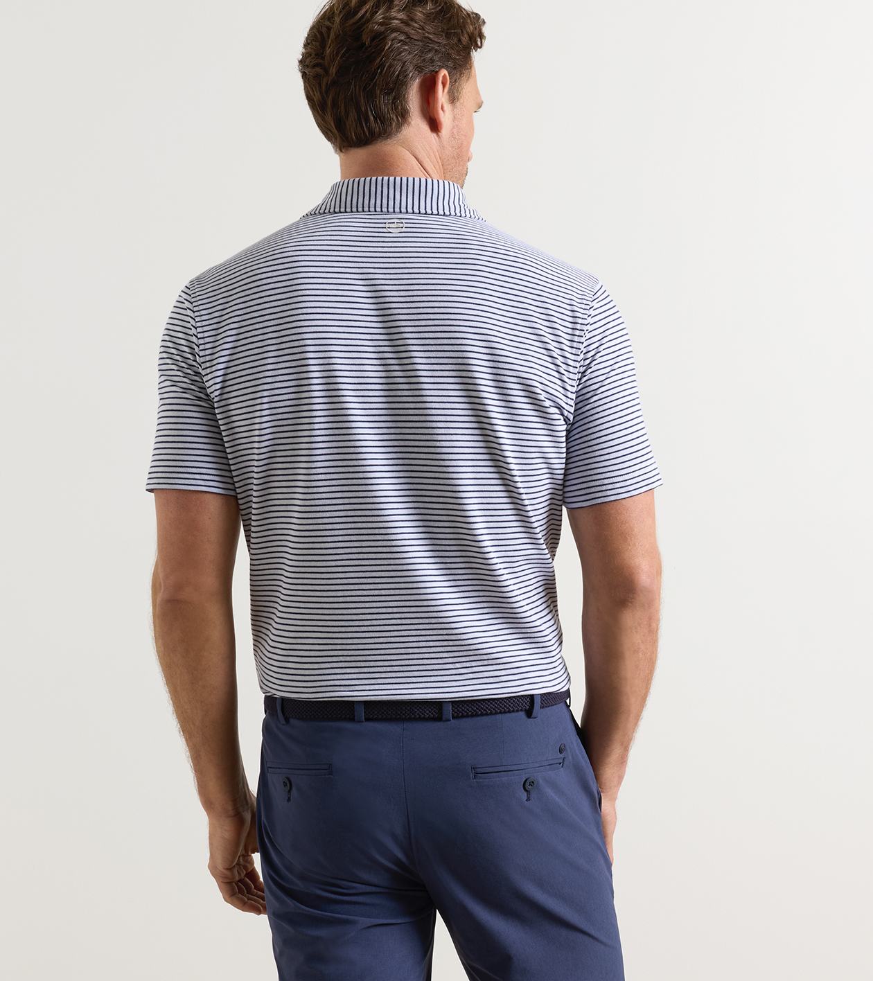 Albatross Stripe Cotton-Blend Piqu&eacute; Polo in Gale Grey - Alternate Image 2