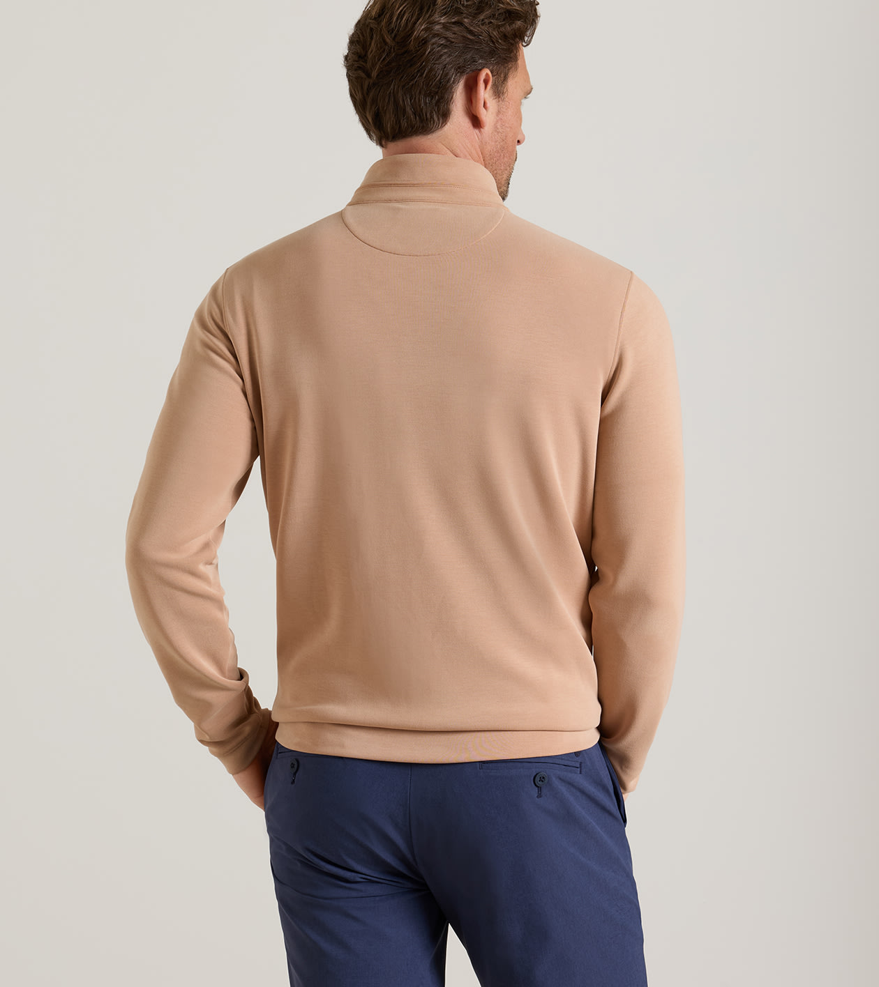 Soft Suede Performance Quarter-Zip in LIGHT NUTMEG - Alternate Image 2