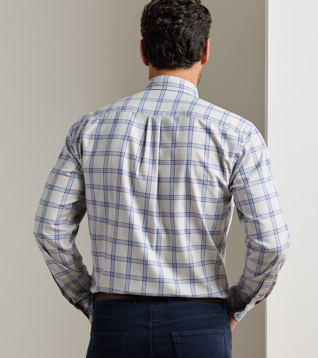 Preston Performance Flannel Sport Shirt in British Grey - Alternate Image 2