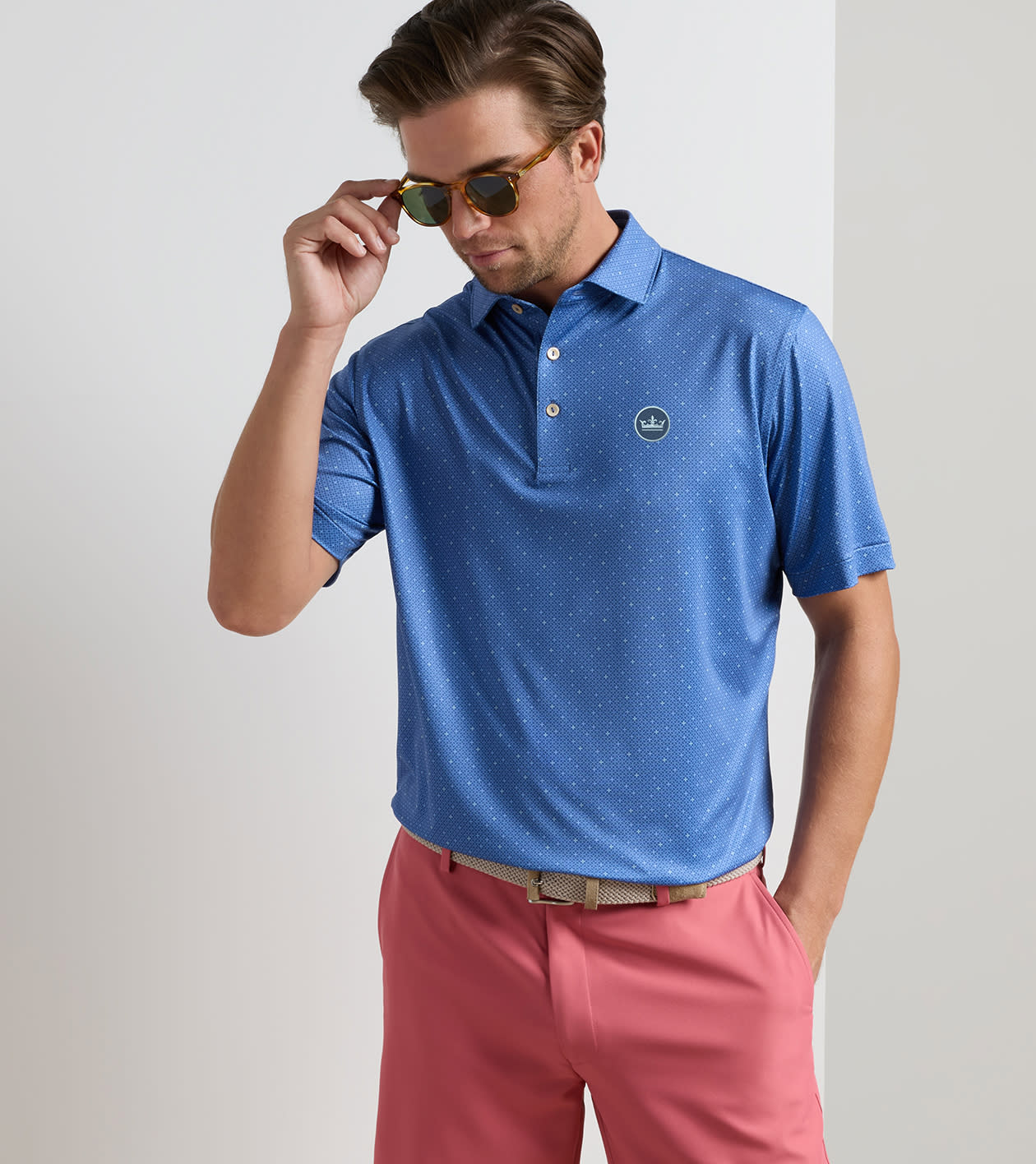 Crown Seal Barrier Performance Jersey Polo in Windsor Blue - Alternate Image 1